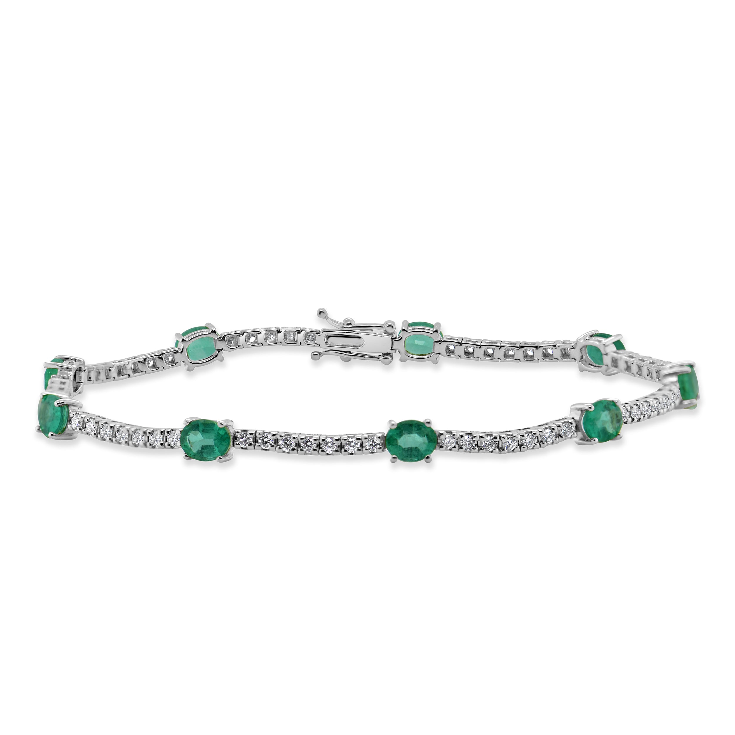 14K Gold Diamond & Emerald Bracelet