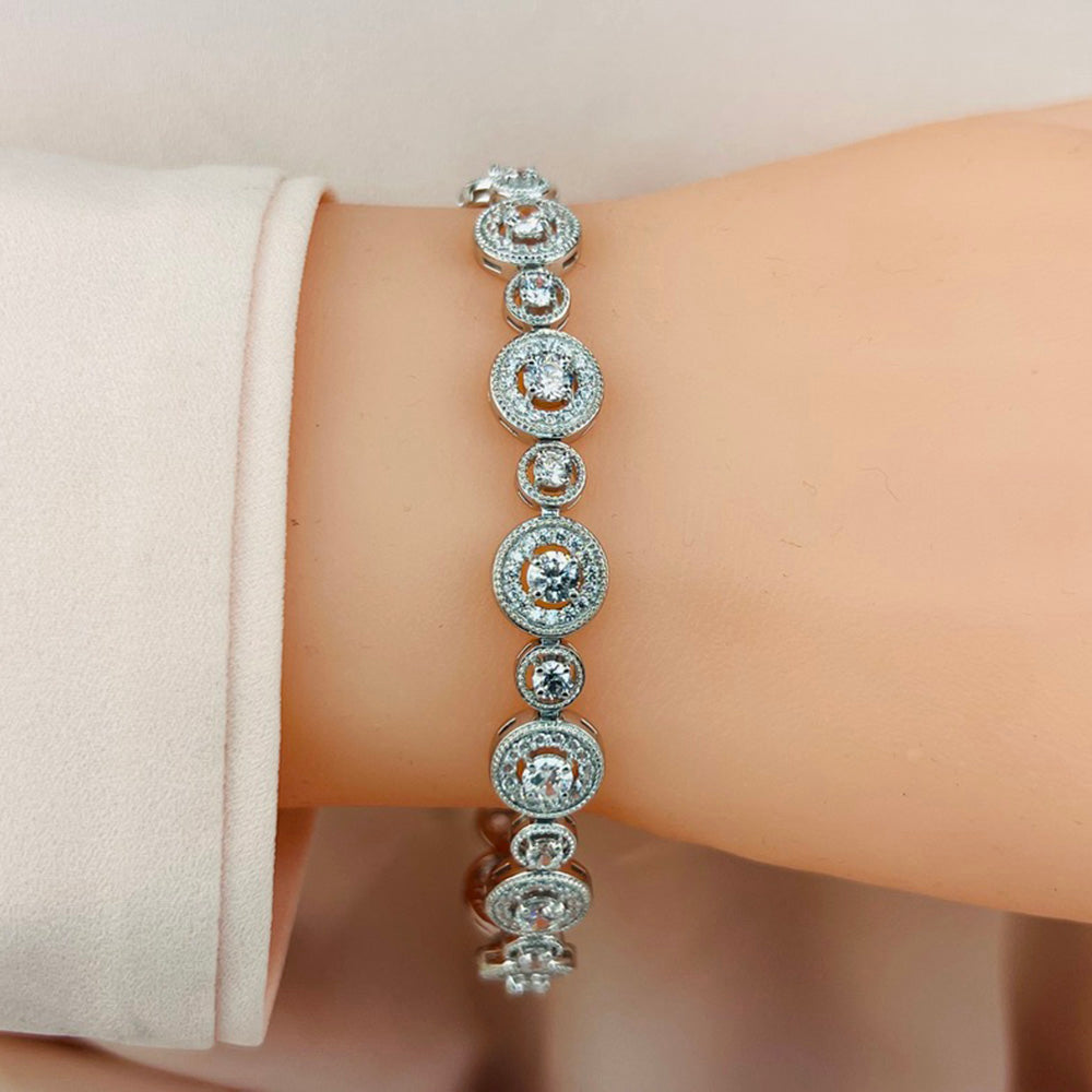 Multi Circle Diamond Platinum Or Gold Bracelet