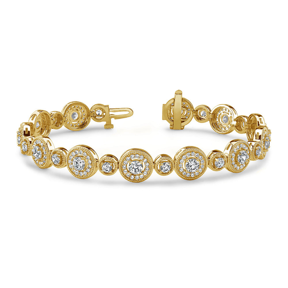 Multi Circle Diamond Platinum Or Gold Bracelet