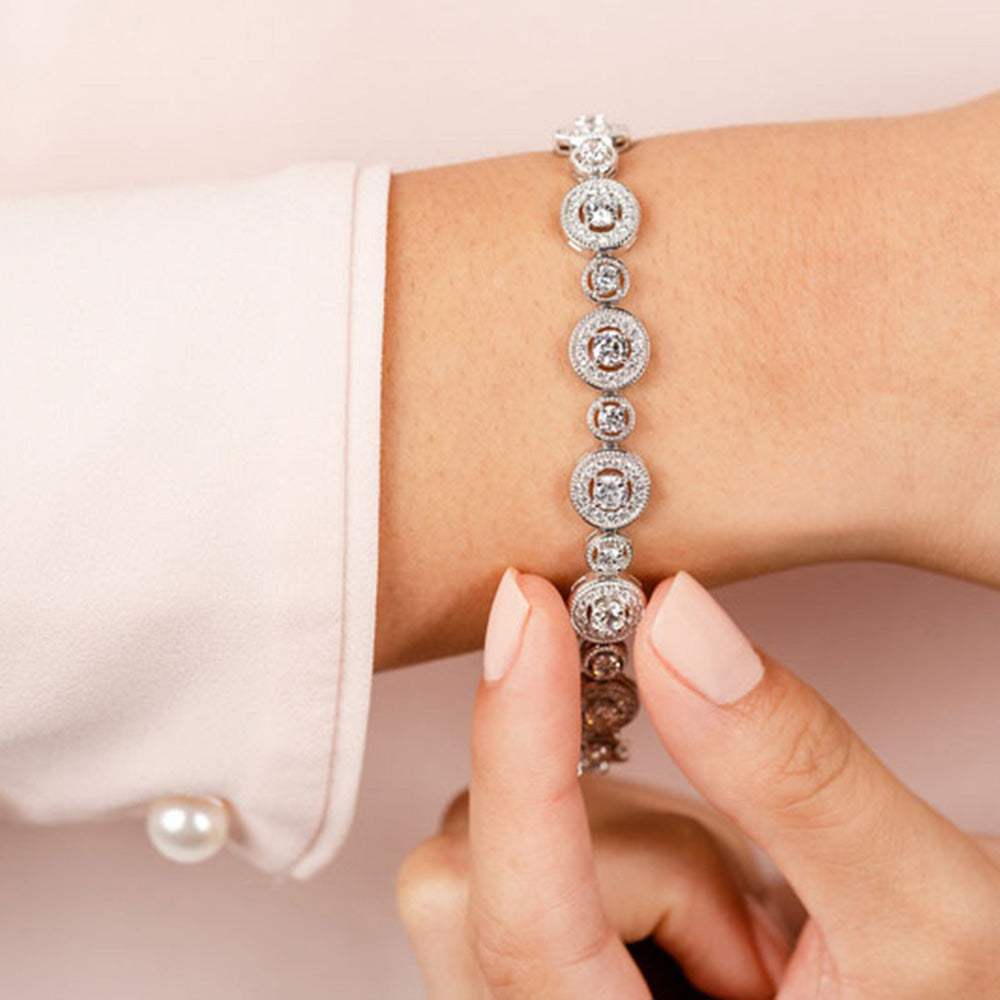 Multi Circle Diamond Platinum Or Gold Bracelet