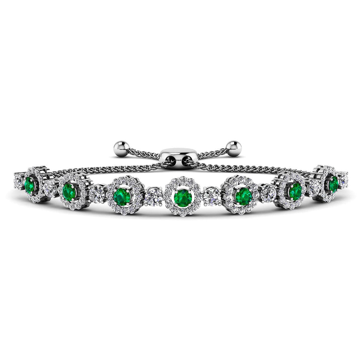 Bolo Gemstone And Diamond Circle Link Bracelet