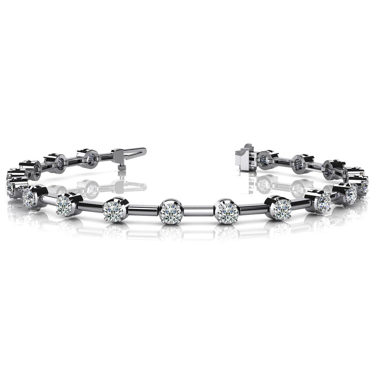 Column Link Round Diamond Bracelet