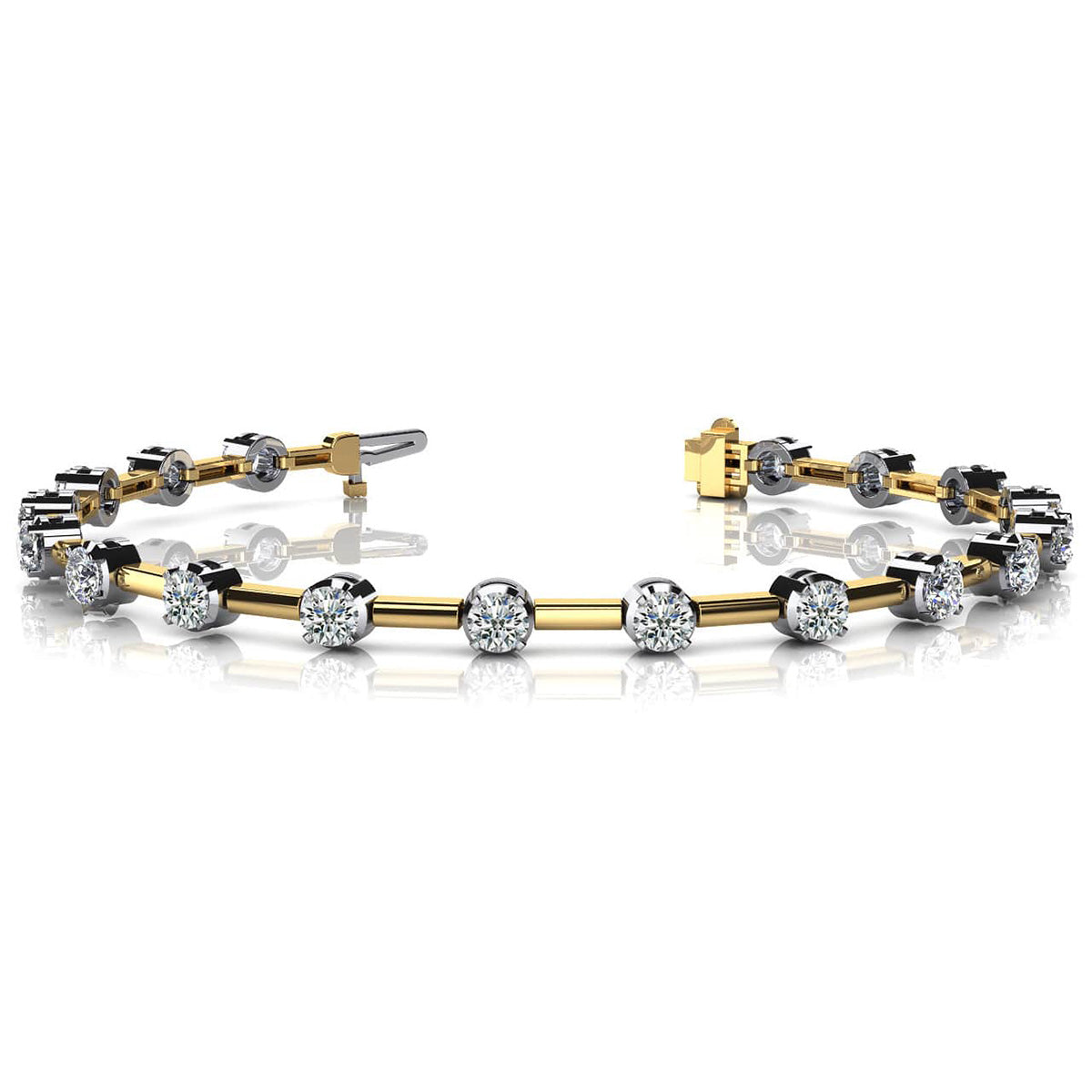 Column Link Round Diamond Bracelet