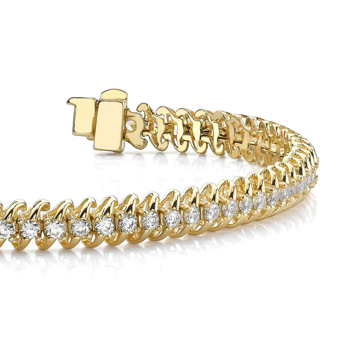 Slanted Spiral Link Diamond Strand Tennis Bracelet