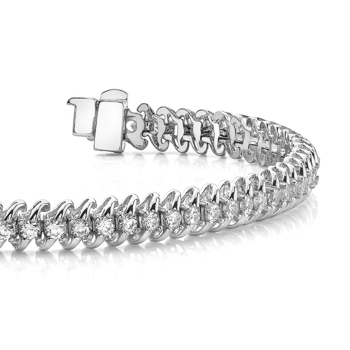 Slanted Spiral Link Diamond Strand Tennis Bracelet