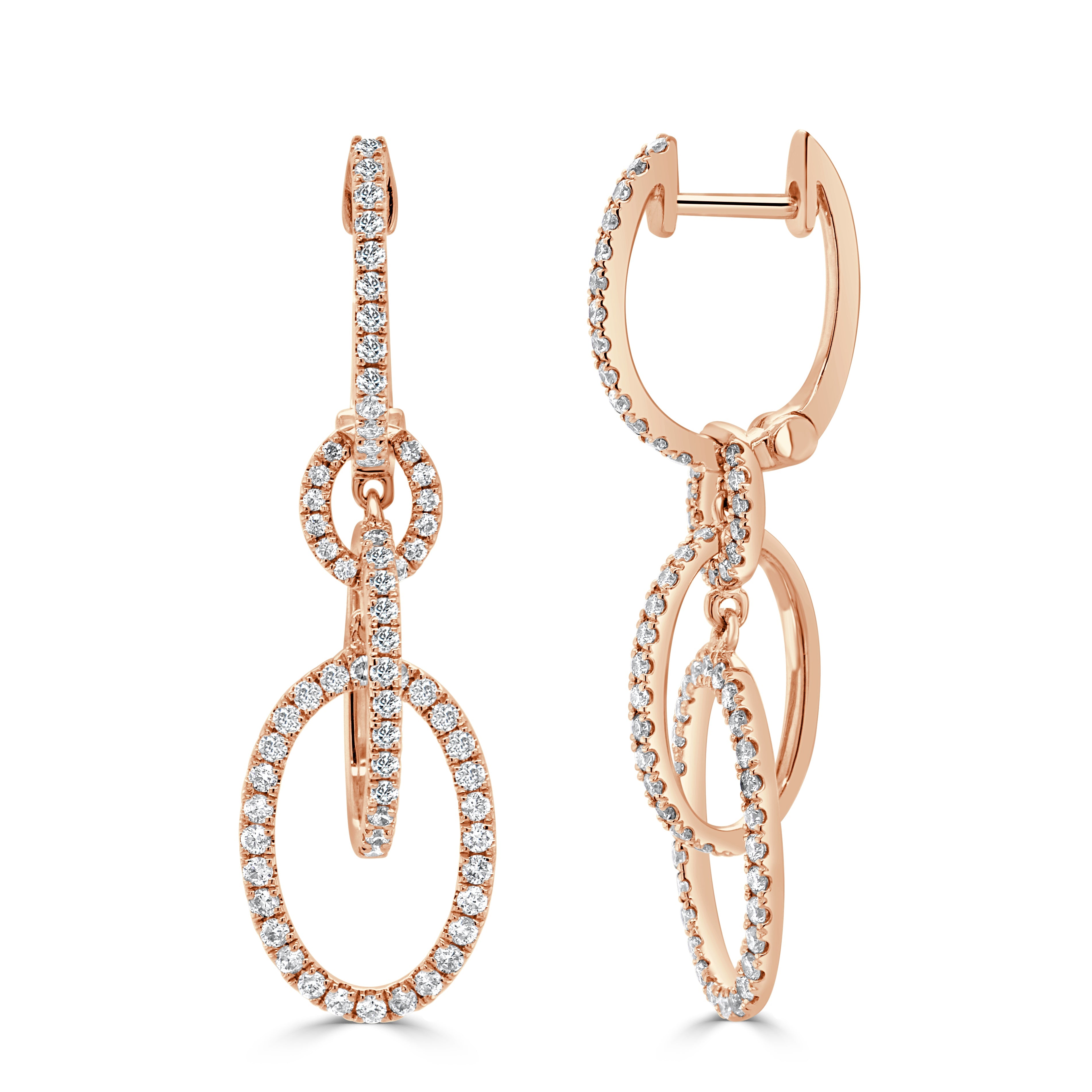 14k Gold & Diamond Link Drop Earrings