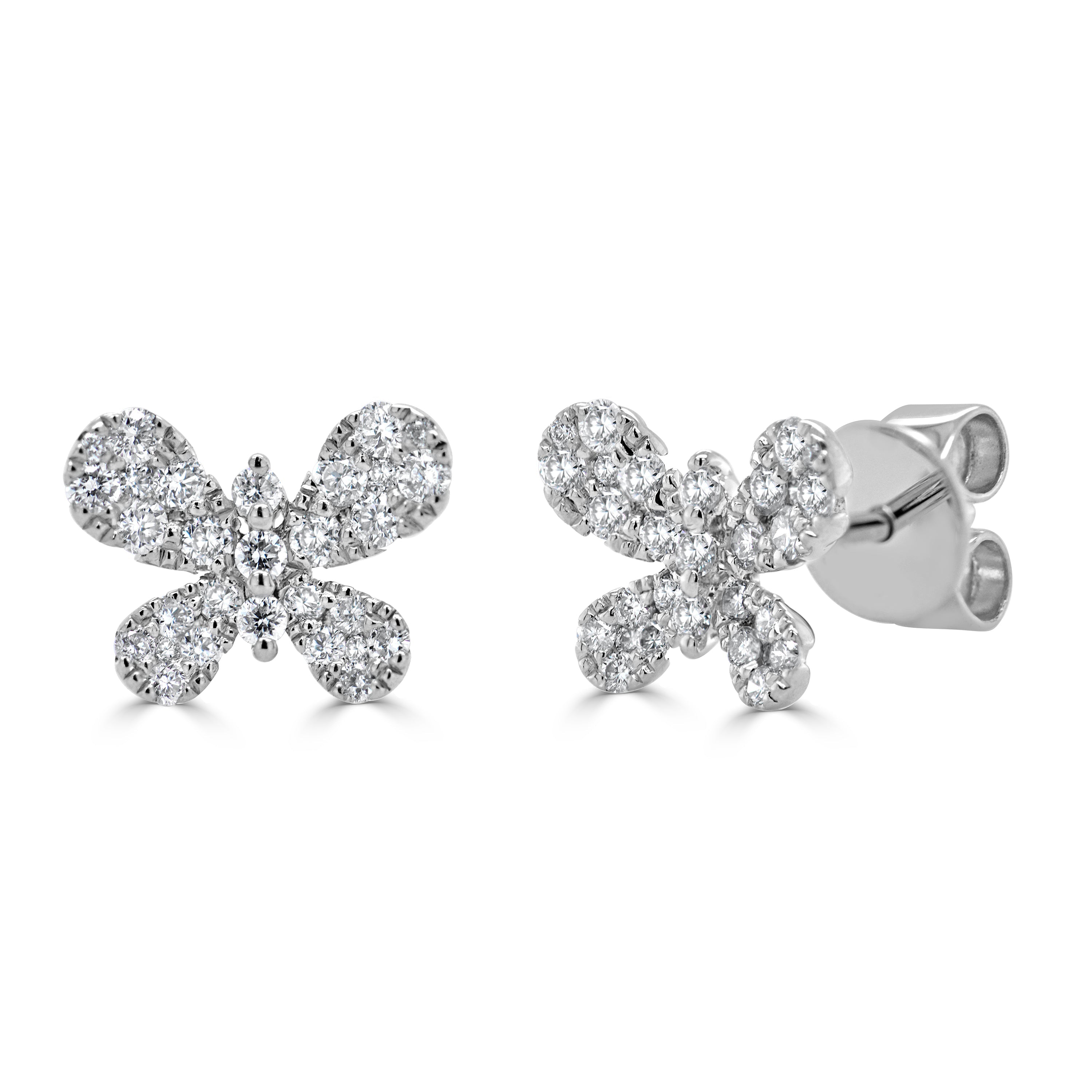 14k Gold & Diamond Butterfly Stud Earrings