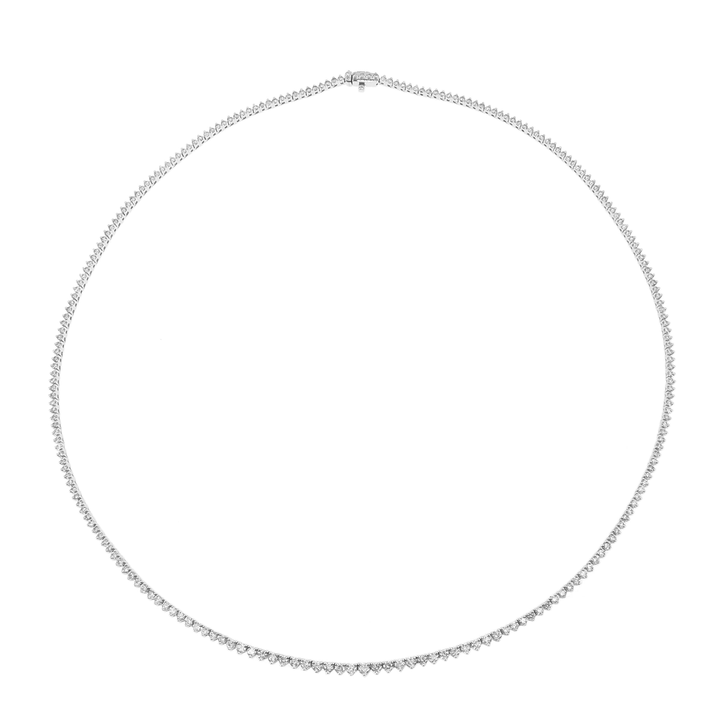 18k Gold & Diamond 3-Prong Tennis Necklace