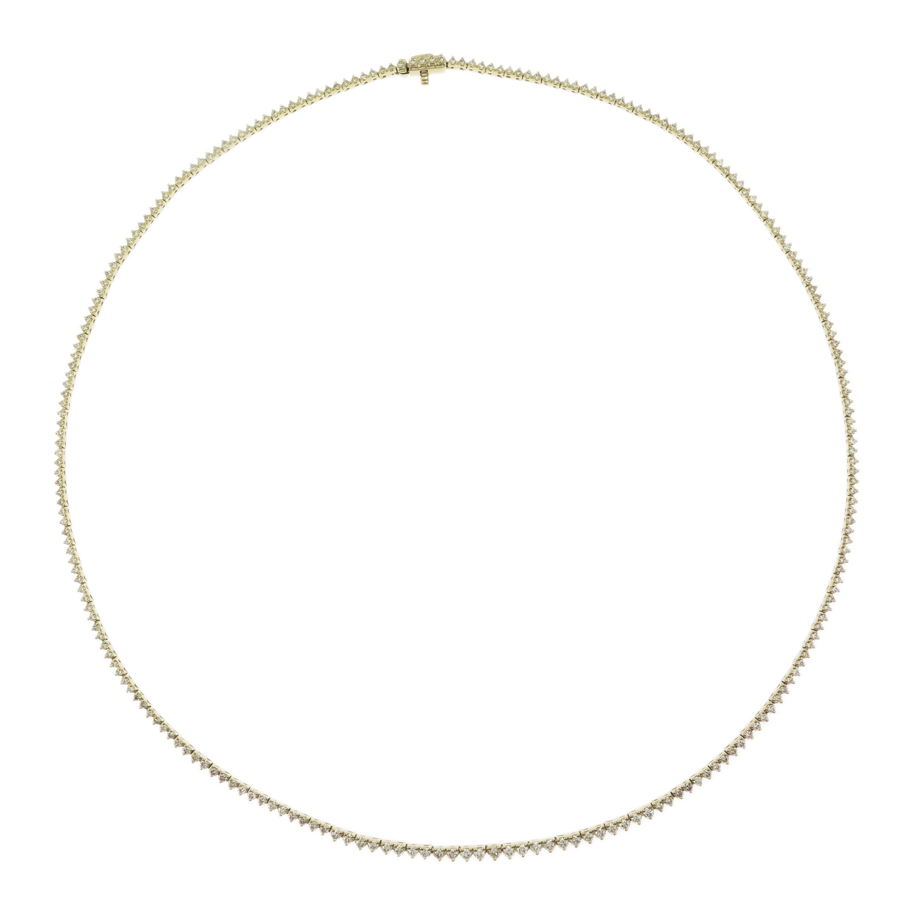 18k Gold & Diamond 3-Prong Tennis Necklace