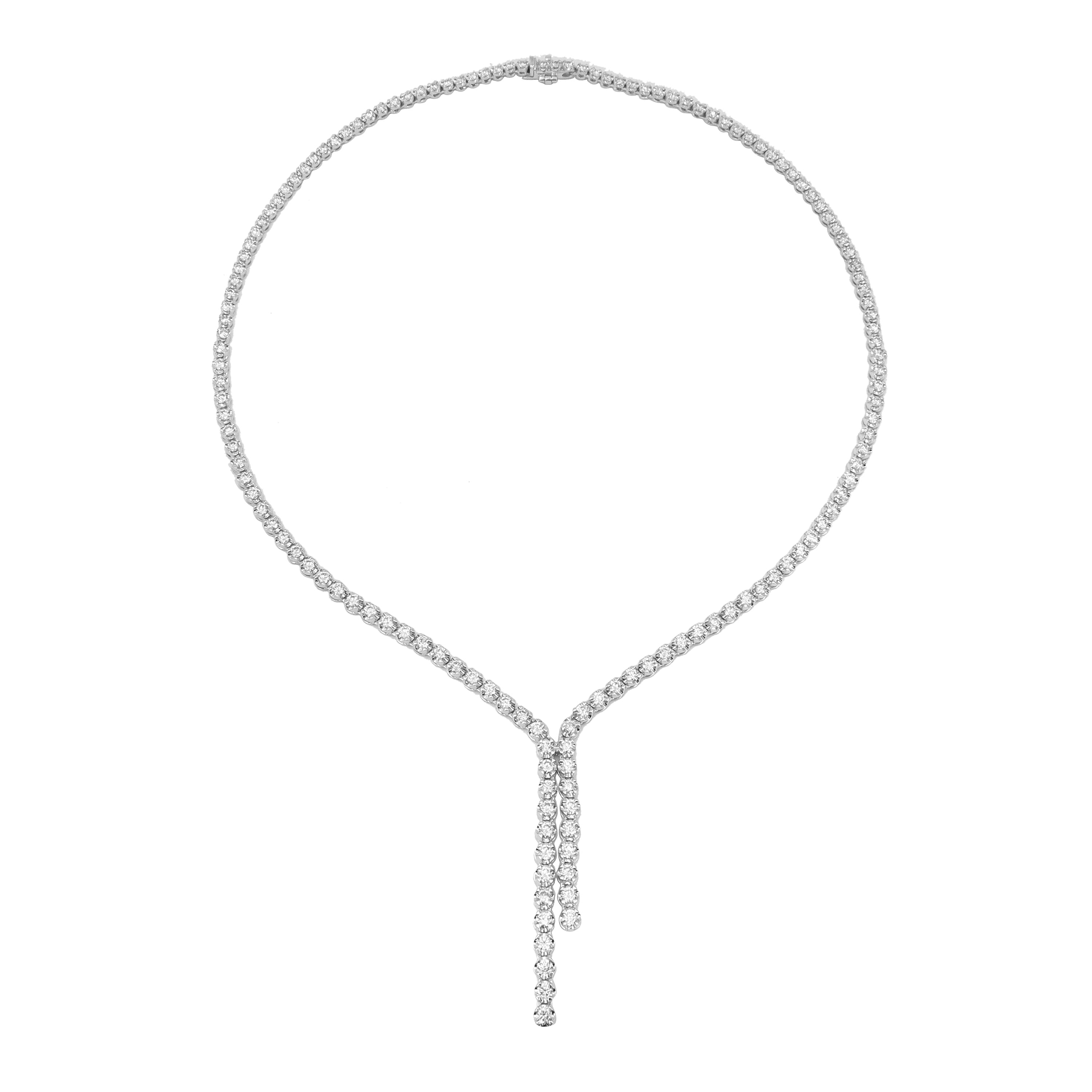 18k Gold & Diamond Lariat Tennis Necklace