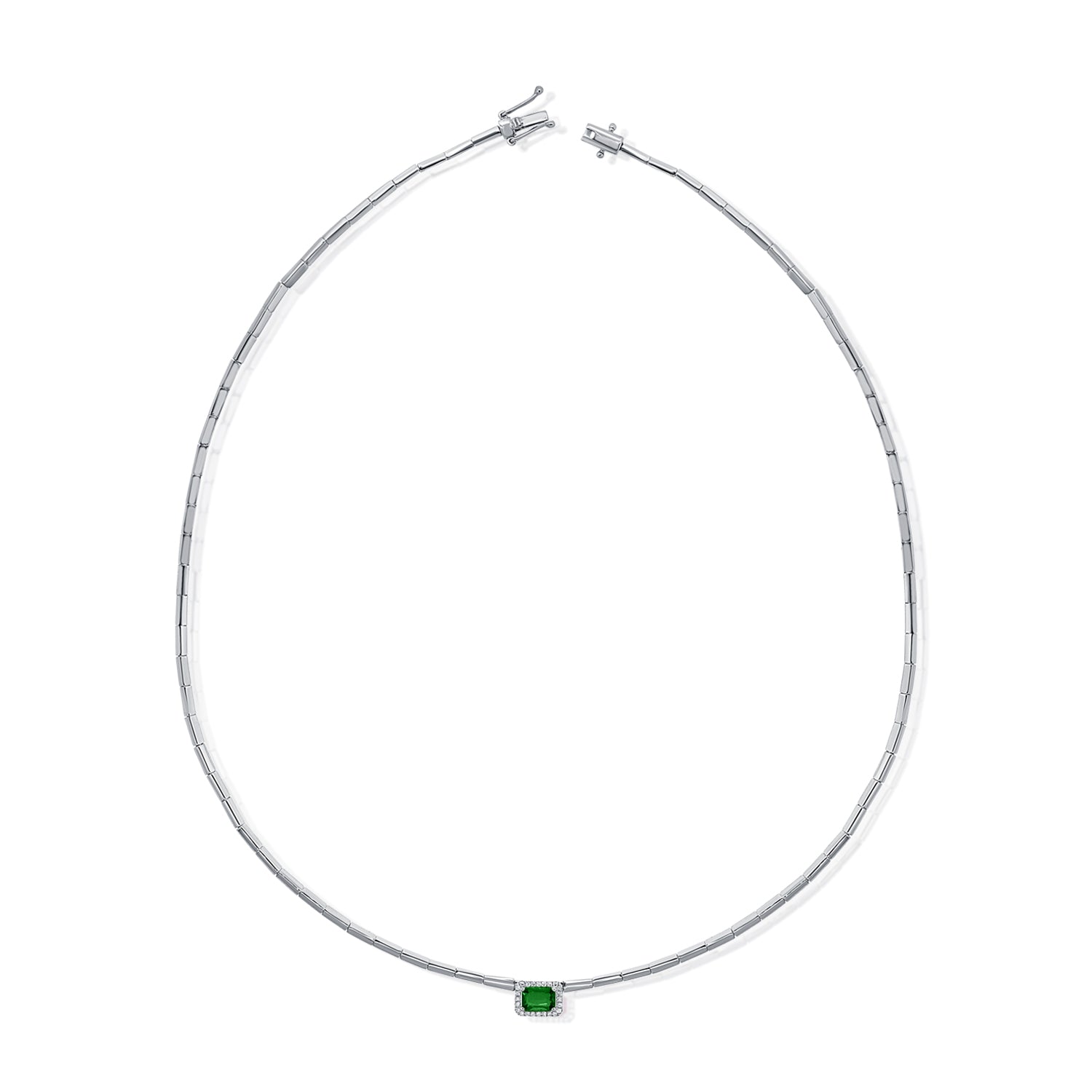 14K Gold Emerald & Diamond Tennis Necklace