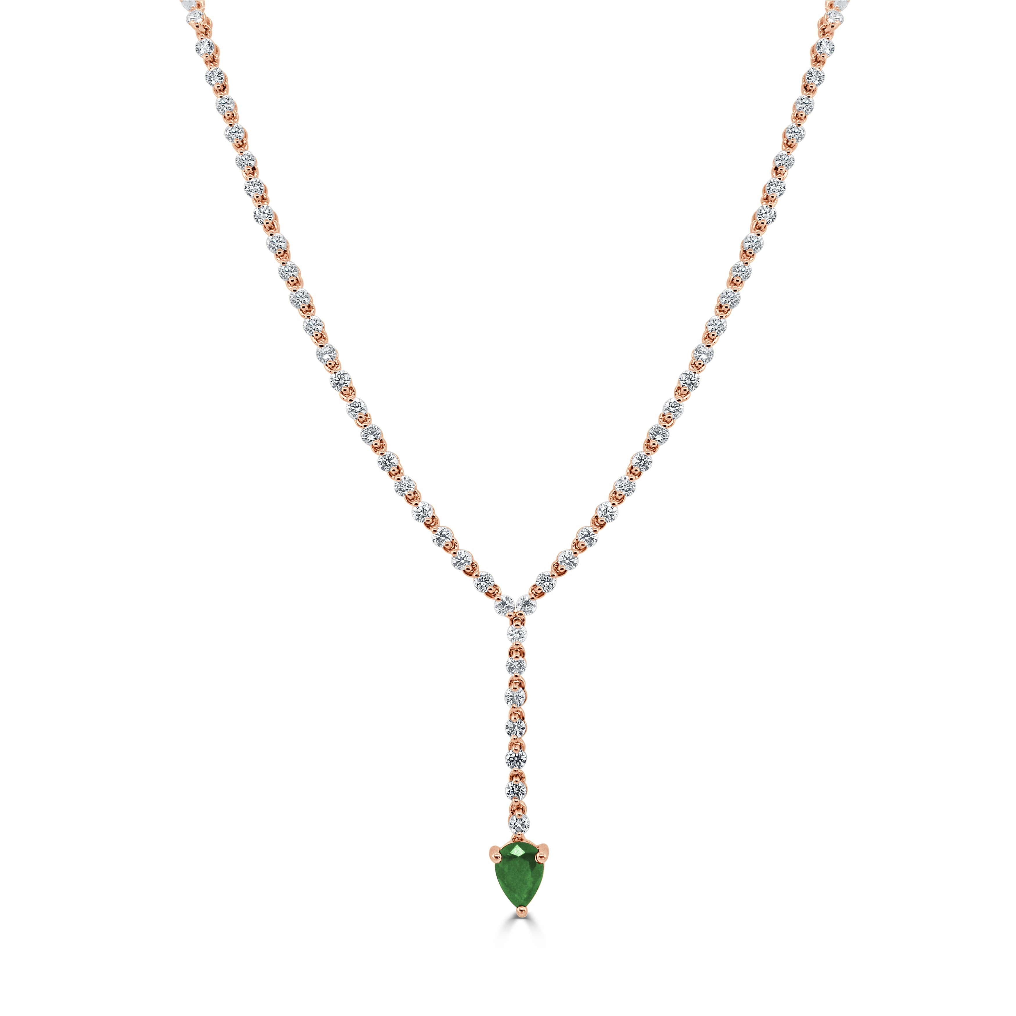 14K Gold Diamond & Pear-Shaped Gemstone Drop Necklace