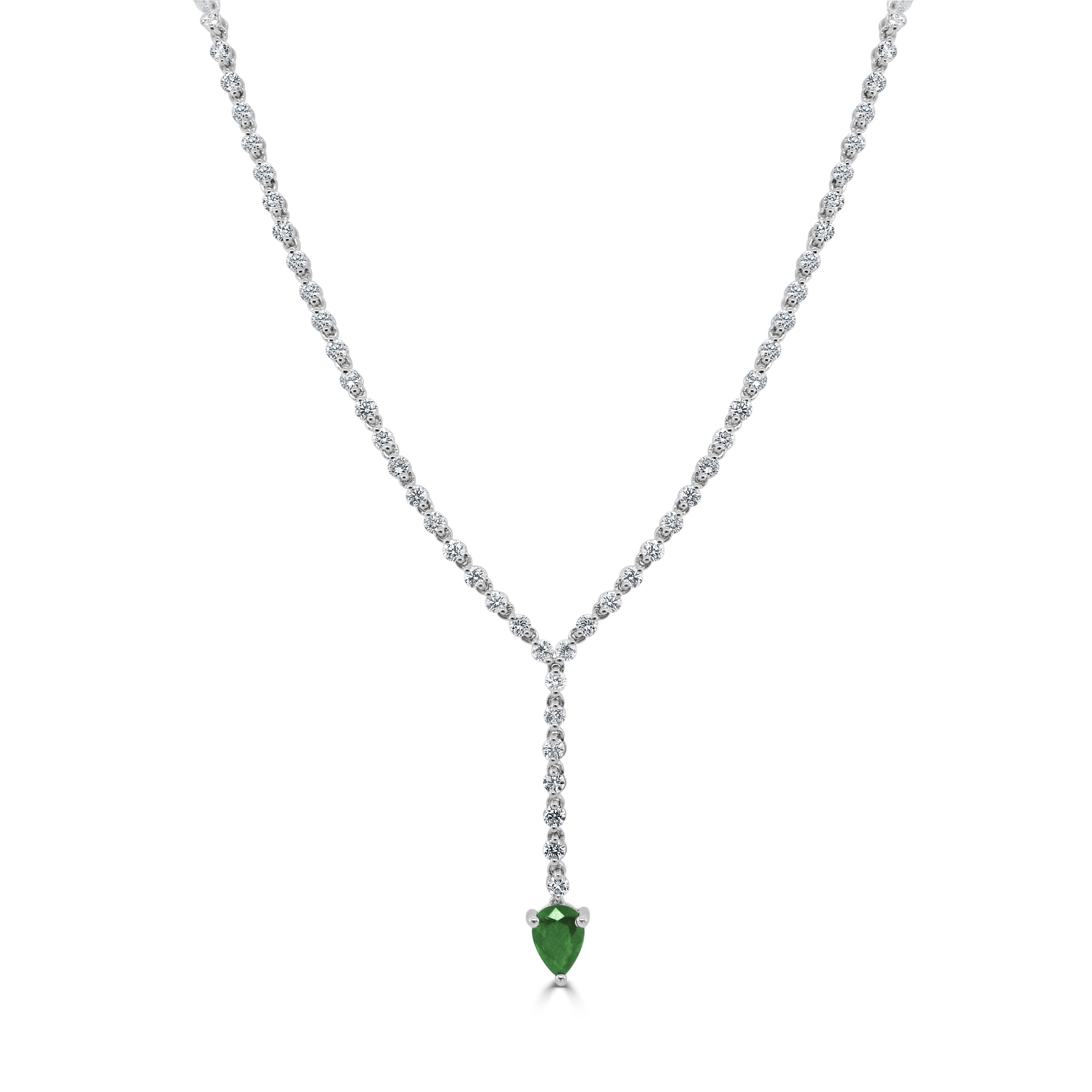 14K Gold Diamond & Pear-Shaped Gemstone Drop Necklace