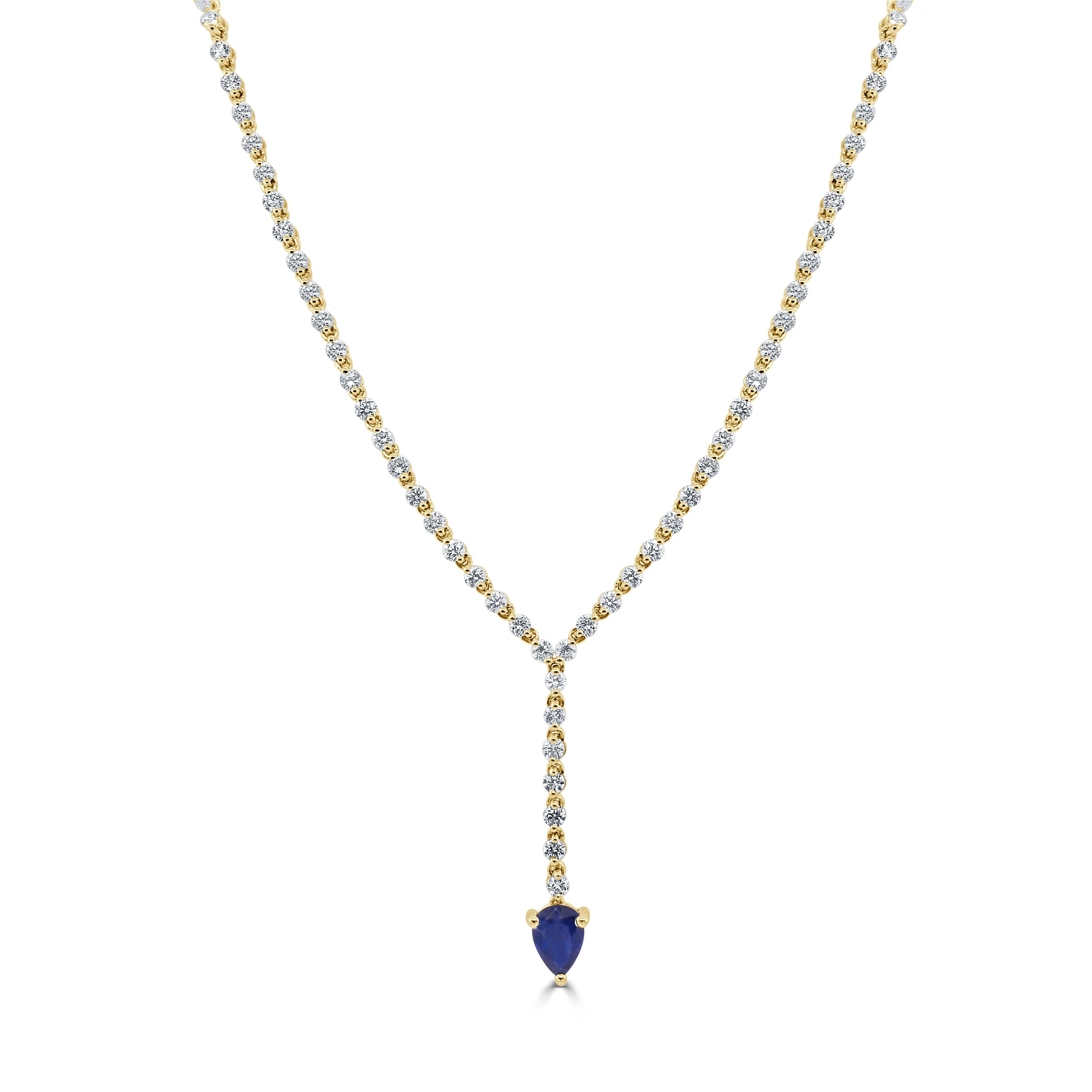 14K Gold Diamond & Pear-Shaped Gemstone Drop Necklace