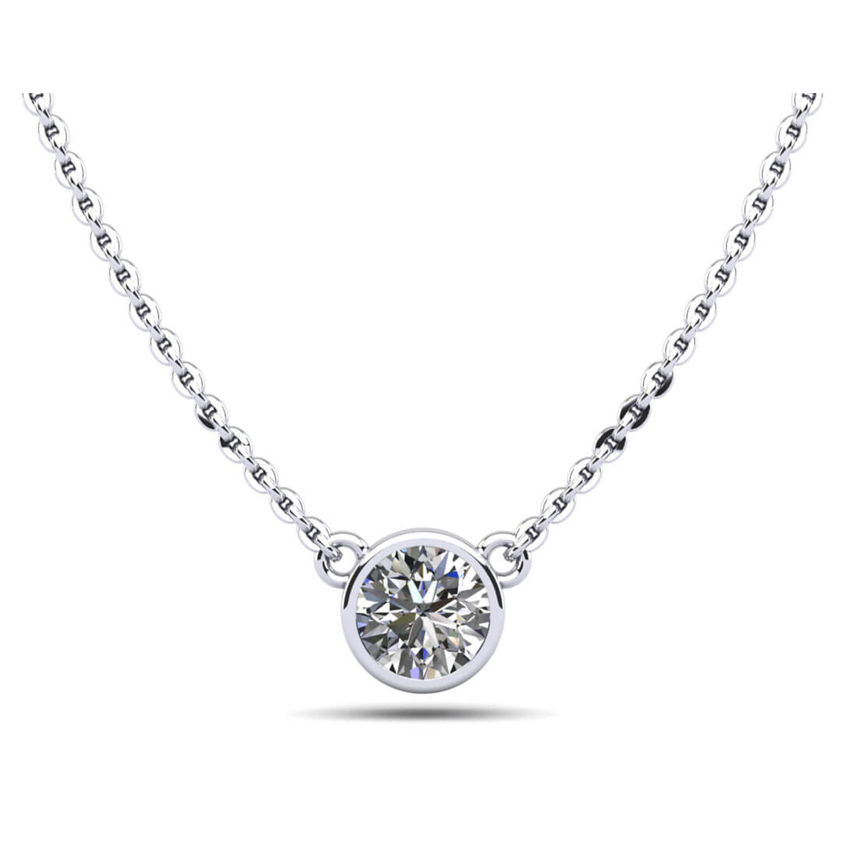 Simply Solitaire Bezel Set Diamond Pendant 