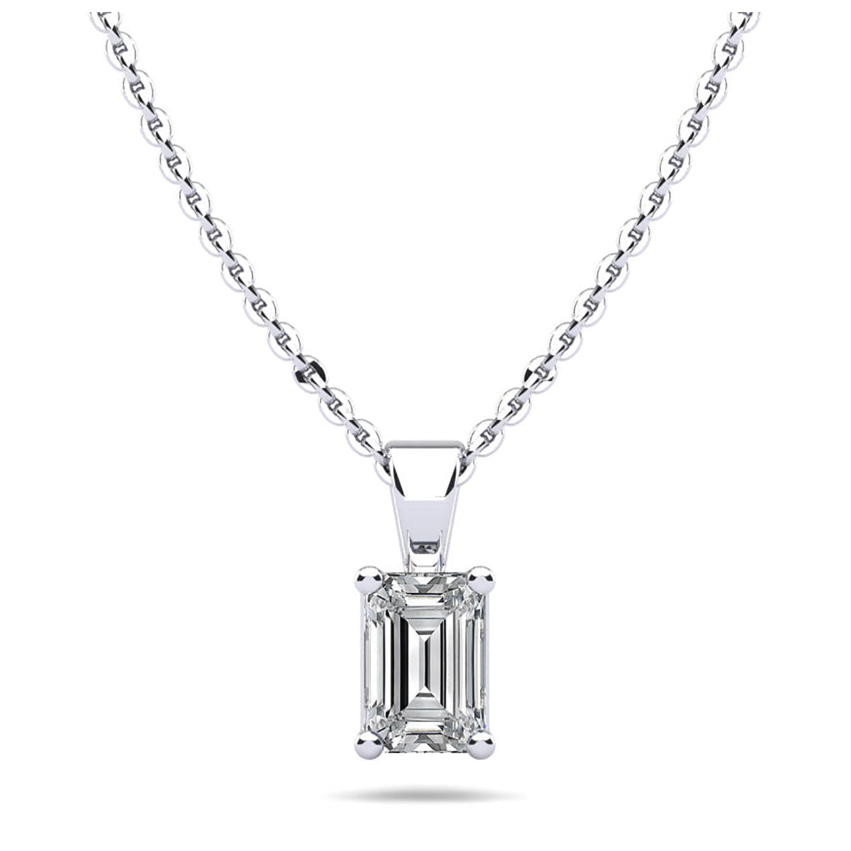 Emerald Cut Shaped Diamond Pendant 