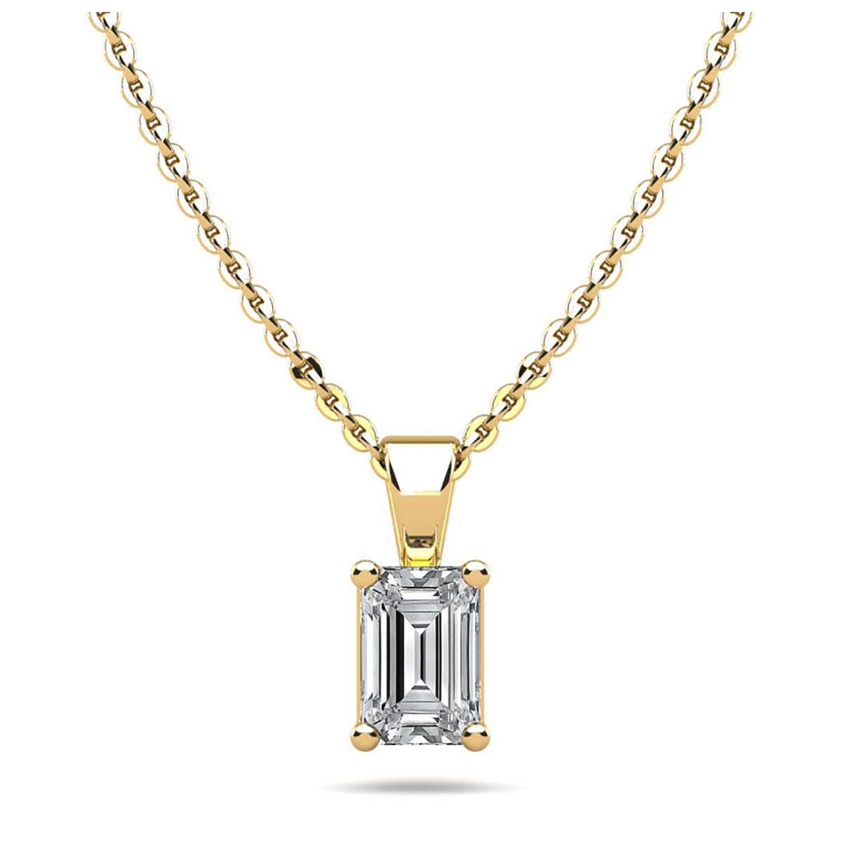 Emerald Cut Shaped Diamond Pendant 