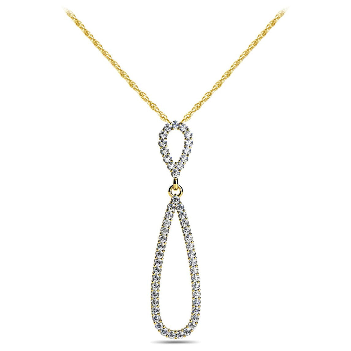 Double Teardrop Shaped Diamond Pendant 